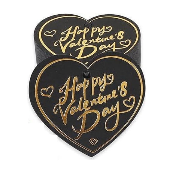 100 Pcs Valentine's Day Gift Tags, Paper Heart-Shaped Happy Valentine's Day Tags for Gift Bags and DIY Project