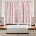 thumbnail image 2 of Ambesonne Pink Green Kitchen Curtains, Checkered Flower Petals, 55"x45", Pale Pink White, 2 of 3