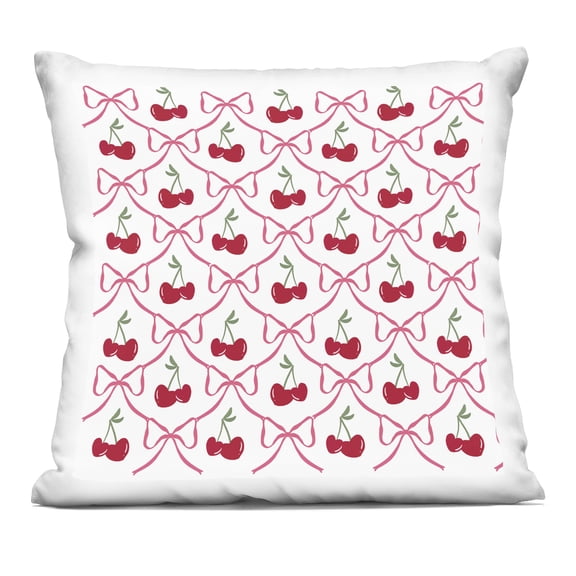 Stupell Industries - Cute Cherries & Bows Pattern Throw Pillow 18" x 18" by Lucille Price
