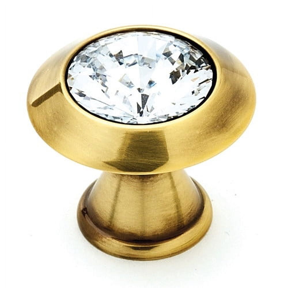 Alno C214-CLR/PB Crystal Series 1.25" Luxury Solid Brass Cabinet Knob - Brass