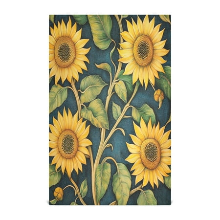 

WOBOGO Sunflowers Kitchen Towel 4 Piece Large Cotton Dishcloth Premium Absorbency Set with Hanging Loop