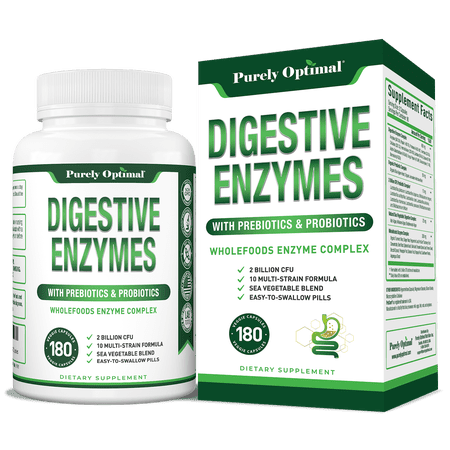 Purely Optimal Digestive Enzymes with Probiotics and Prebiotics 12 Enzymes 180 Capsules