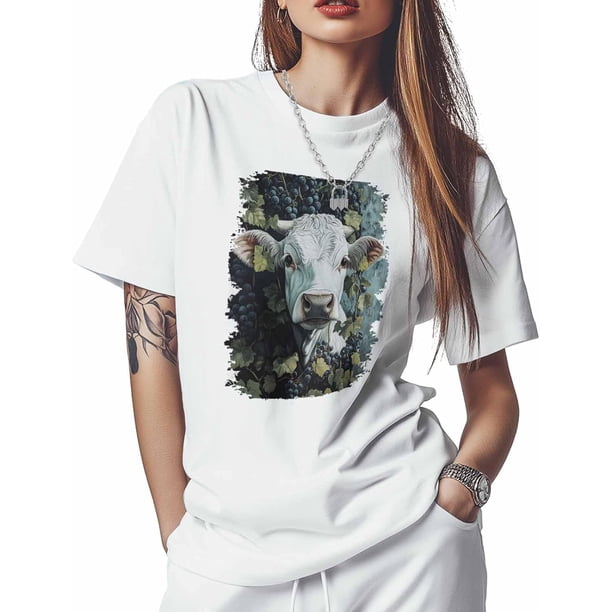 T-Shirt for Women's Sheep Green Leaf Grape Quick Dry Short Sleeve Athletic Gym Moisture Cotton T Shirt,