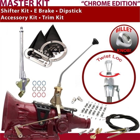 American Shifter C6 Shifter Kit Chrome 12 in. E Brake Cable Clamp Clevis Trim Kit Dipstick for F06EB