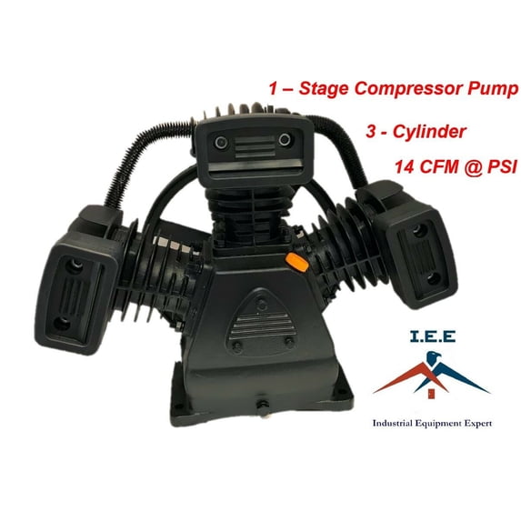 Air Compressor Pump - 1-Stage, 3-Cylinder, 14 CFM @ 90 PSI
