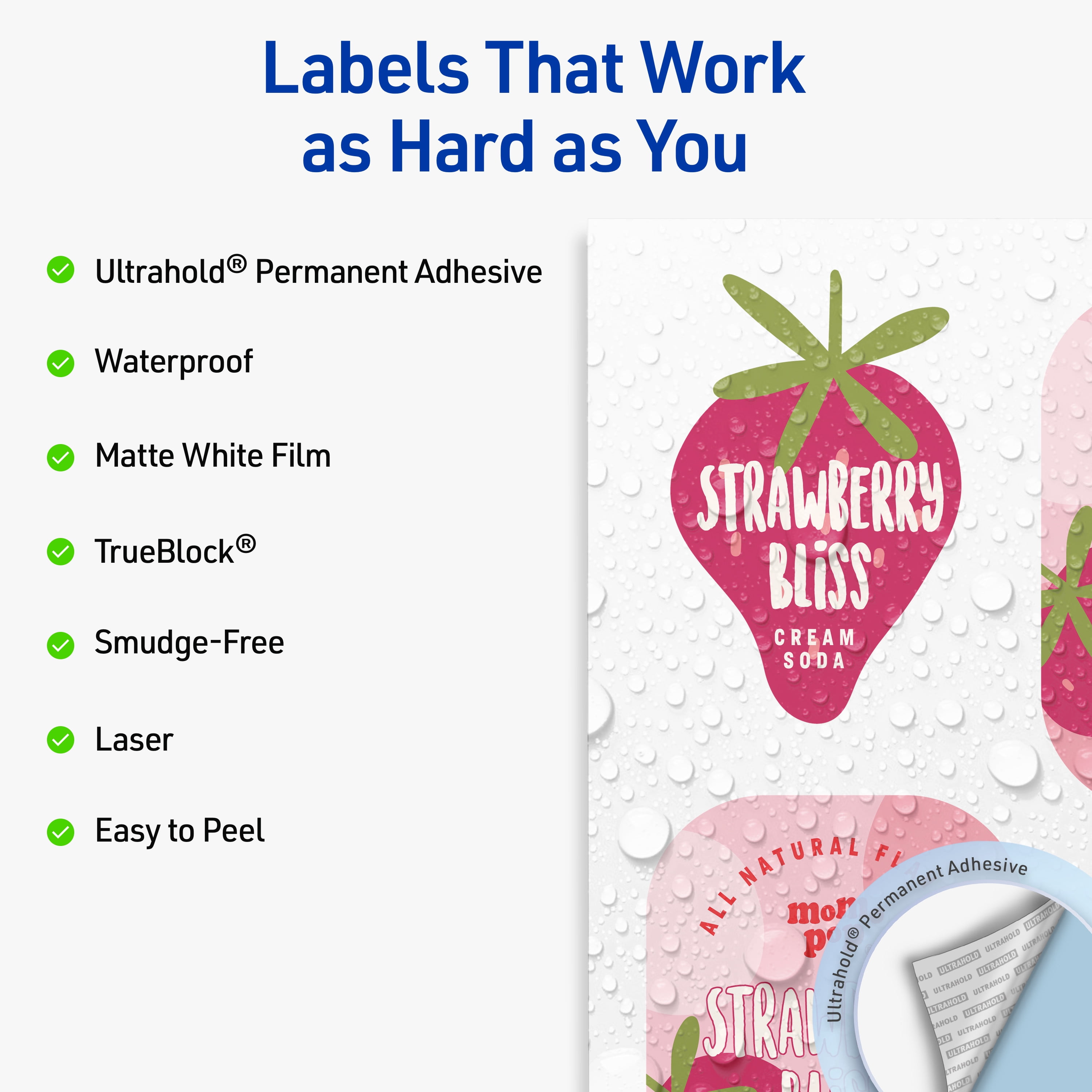 Avery Waterproof Rectangle Labels, 8.5" x 11", 50 Total
