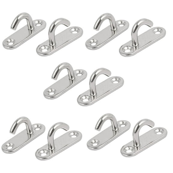 Unique Bargains 304 Stainless Steel 5mm Thick Open Ring Oblong Sail Shade Pad Eye Plate 10pcs