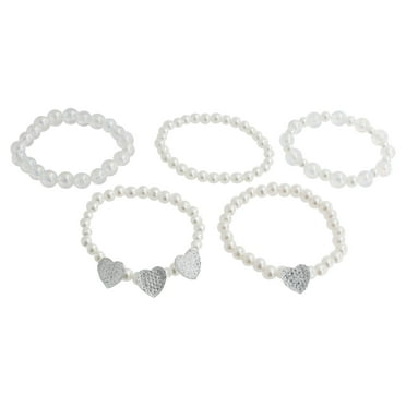 Wonder Nation Women's 5 Piece Pearl Bead Stretch Bracelet Set