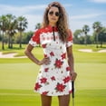 thumbnail image 3 of Psesaysky Christmas Poinsettia Tennis Dress for Women with Inner Shorts 2Piece Holiday Party Sleeveless Zip Up Midi Sundress Stand Collar Workout Athletic Golf Dresses Golf Outfit, 3 of 7