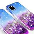 thumbnail image 4 of Apple iPhone 12 / iPhone 12 Pro Case, Liquid Glitter Phone Case for Girls Women with Tempered Glass Screen Protector - Purple/Blue, 4 of 5