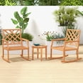 thumbnail image 2 of Costway 2 PCS Teak Wood Rocking Chair with Backrest and Slatted Seat Backyard and Lawn, 2 of 9