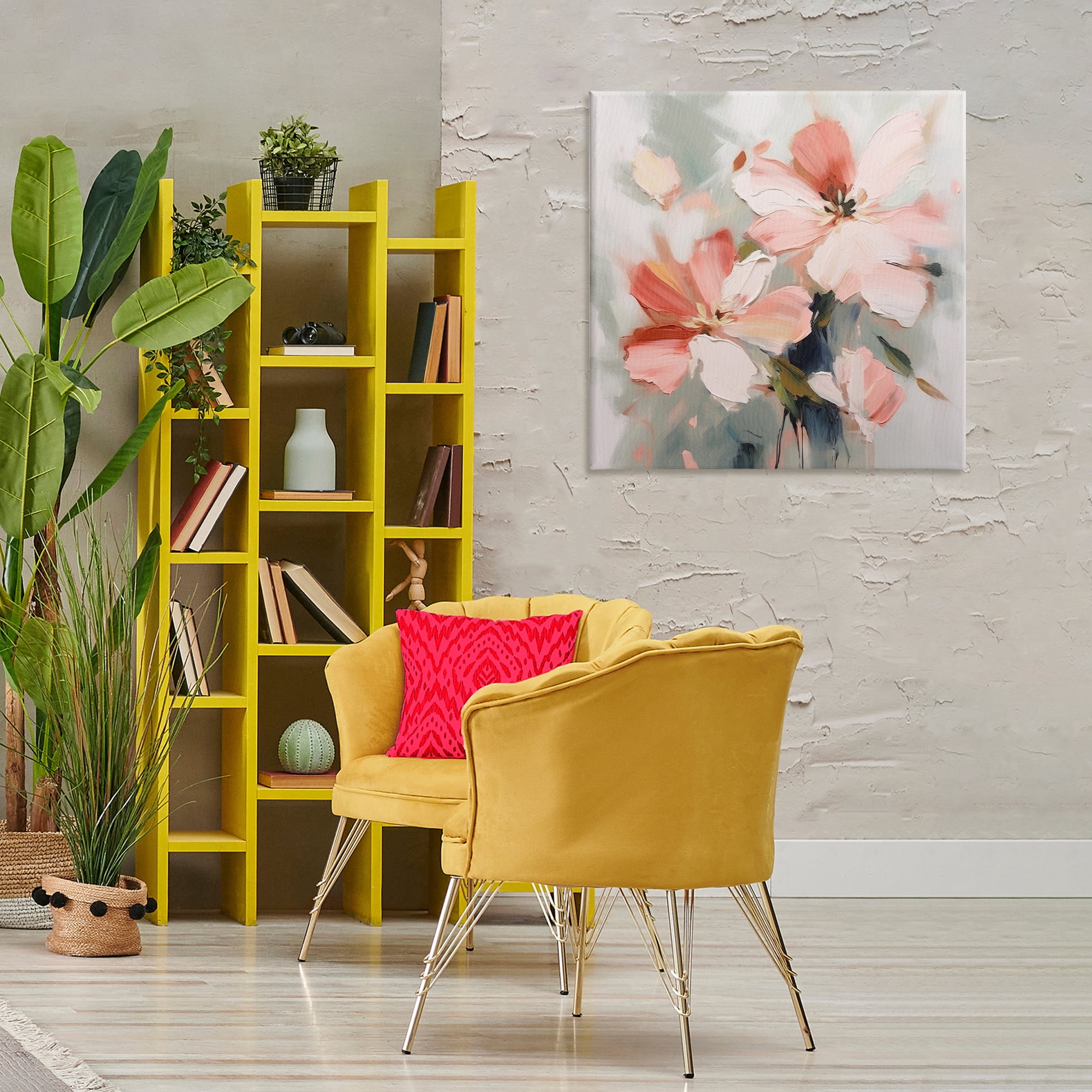 Stupell Industries Charming Pink Blossoms Plants & Flowers Painting Wrapped Canvas Art Print Wall Art, 30 x 30
