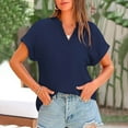 thumbnail image 7 of Linen T-Shirt for Women Summer Short Sleeve V Neck Shirts Casual Loose Cotton Blouse Plain Work Tee Top Lagenlook Tunic Blouses Pullover Top, 7 of 7