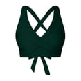 thumbnail image 5 of Quealent Women's Twist Front Bikini Top V Neck Push Up Padded Swimsuit Top Bathing Suits (Dark Green,L), 5 of 5