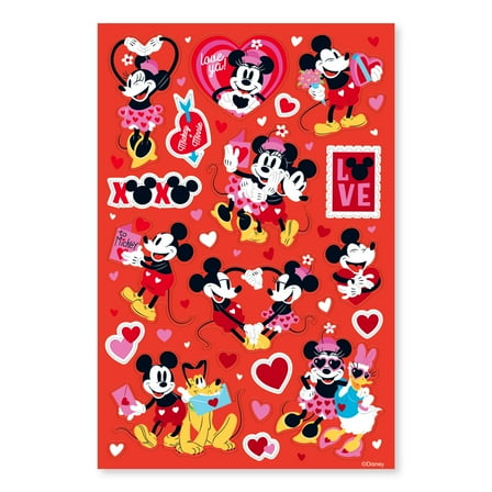 American Greetings Valentine's Day Stickers, Mickey Mouse, Minnie Mouse, Pluto, Daisy (44-Stickers, 2-Sheets)