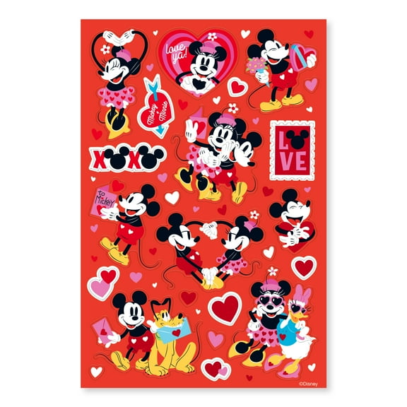 American Greetings Valentine's Day Stickers, Mickey Mouse, Minnie Mouse, Pluto, Daisy (44-Stickers, 2-Sheets)