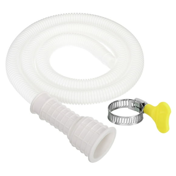 Unique Bargains 5ft Air Conditioner Drain Hose, 16-25mm Mouth Universal Drain AC Drain Hose with Clamp, White