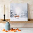 thumbnail image 3 of Ships Next Day Canvas Wall Art 8"x8", Christmas Wood Framed Canvas Print Painting, Winter Deer Pine Trees Nature Snow Scene Ready to Hang Small Picture Wall Decor for Home Bathroom Nursery Kitchen, 3 of 9