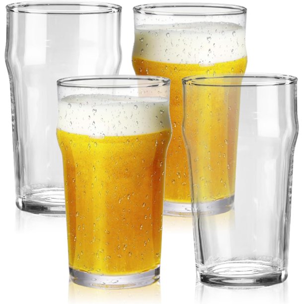 Juego de 4 vasos de cerveza de 20 onzas, fáciles de apilar y sin plomo, vasos clásicos de pinta británica, vasos grandes de cerveza para IPA, Pilsner, vasos de vidrio alto transparente