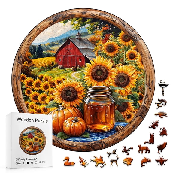 Stunning Sunflower Cottage Wooden Puzzle for Adults & Teens | Challenging Irregular Shapes | Creative Gift for Men, Women & Youth | Multi-Color Plywood Craft | Premium Wooden Jigsaw Puzzle