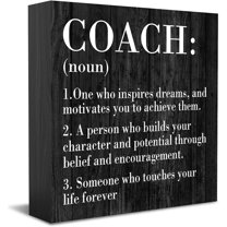 Zomyto 5x5 Inches Inspirational Coach Noun Coach Gifts Wooden Box Sign Rustic Black Wood Block Plaque Box Sign Coach Definition