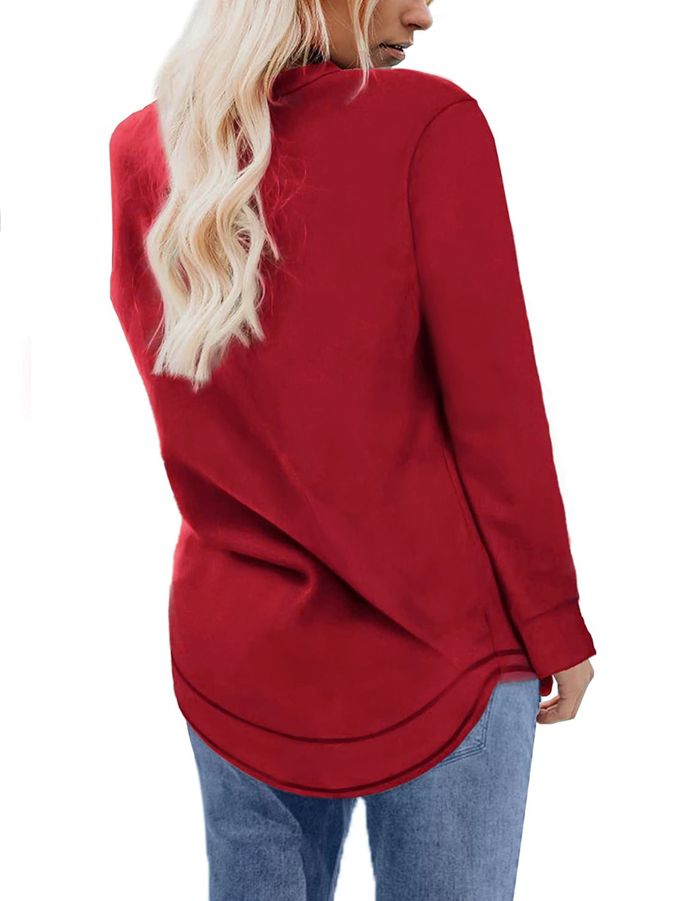 LuckyMore Womens Long Sweatshirts for Leggings casual Pockets Long Sleeve  Tunics Trending Fall Tops Wine Red L on OnBuy