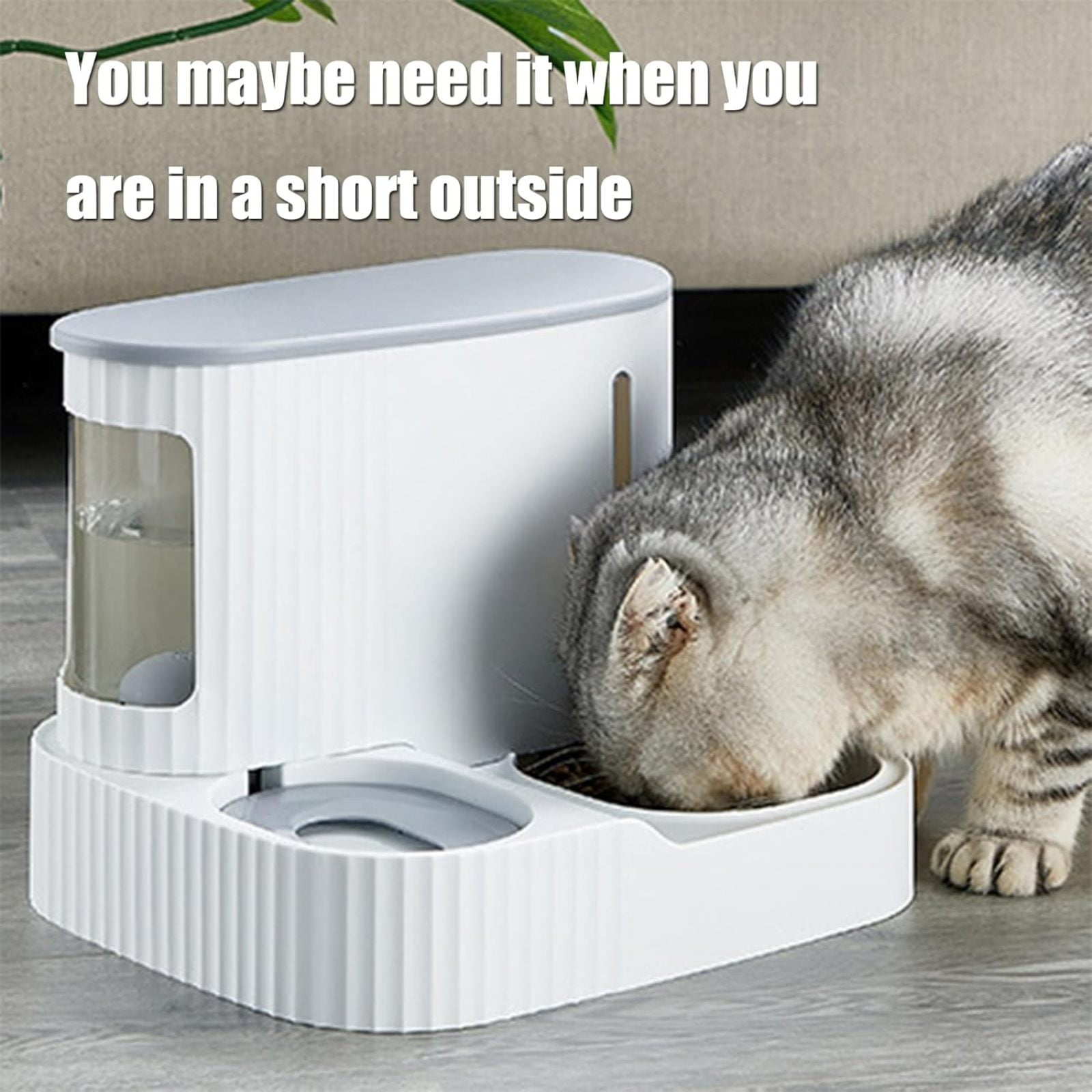SQDWYGUO Gravity Pet Feeder and Water Dispenser Set, Automatic Cat Food Dispenser, Automatic Pet Feeder and Water Dispenser 2 in 1Suitable for Tracing Dogs and Pets,grey