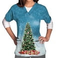 thumbnail image 1 of Chiccall Women's Christmas Costume V-Neck Short Sleeve Nursing Uniform Xmas Tree Printed Workwear Holiday Casual Graphic Tees Blouse Scrubs Tops with Pockets,on Clearance, 1 of 5