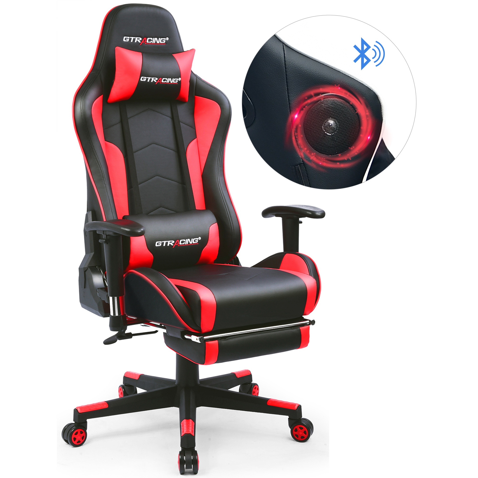 Buy Gtracing Gaming Chair Office Chair With Speakers Bluetooth And Footrest In Home Leather Computer Chair Red Online In Vietnam 367756278