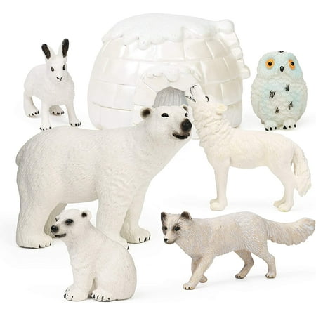 7Pcs Polar Animals Figurines with Igloo for Kids Realistic Arctic Animal  HTOOQ HTOOQ Playset Includes Polar Bear, Snowy Owl, Wolf, Rabbit, Arctic  Fox Cake Topper Birthday HTOOQ Gift for Kids Toddlers |