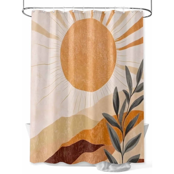 Fsddascl Brown Shower Curtain Set - 60" x 72" Washable Bathtub Curtain with 12 Hooks, Modern Abstract Art Summer Botanical Aesthetics Waterproof Fabric Stall Shower Curtains for Bathroom/Bathtub