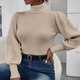 thumbnail image 2 of MaFYtyTPR Sweater Tops for Women Fashion Women's Solid Long Sleeve Turtleneck Pullover Casual Thermal Sweaters Khaki L, 2 of 5