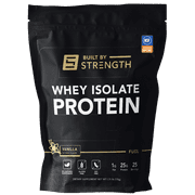 BuiltByStrength Vanilla 100% Whey Isolate Protein - All Natural Whey Isolate Protein Powder - Tastes Great and Dissolves Easily - Gluten Free and Soy Free (25 Servings)