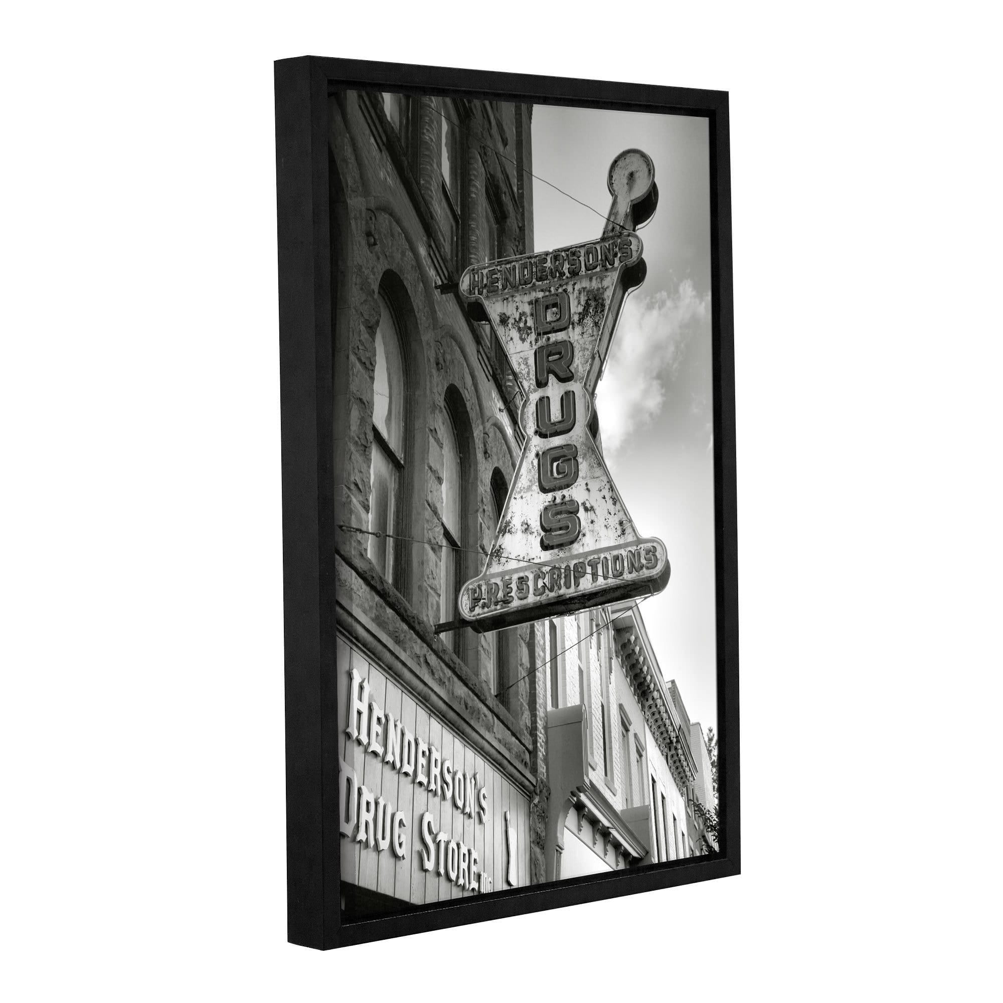 ArtWall Steve Ainsworth "Drug Store Sign" Gallery-Wrapped Floater-Framed Canvas