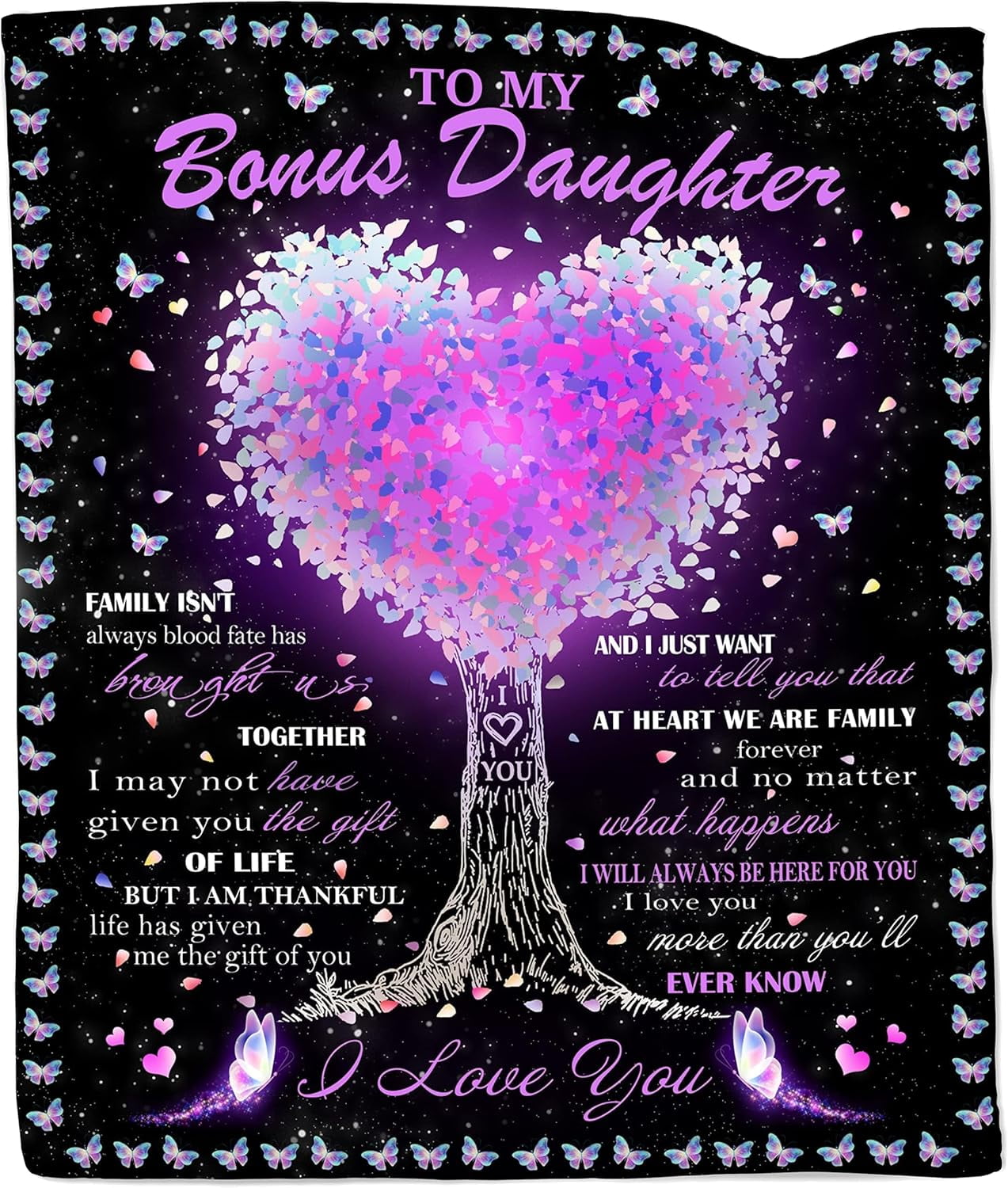 Bonus Daughter Gifts Blanket, Step Daughter Gifts from Stepmom Stepdad, to My Bonus Daughter Gifts, Stepdaughter Gifts, Bonus Daughter Birthday Gift, Gifts for Stepdaughter Throw 60"X50"