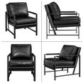 thumbnail image 4 of Alden Design Retro PU Leather Modern Accent Chair with Metal Arms for Livingroom, Black, 4 of 8