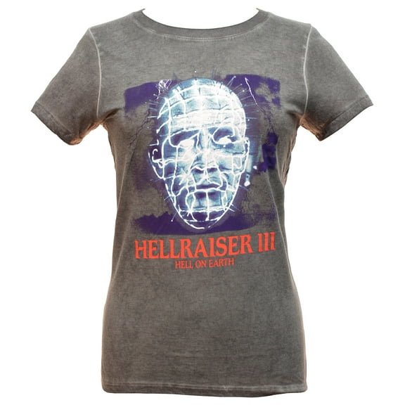 Miramax Hellraiser Horror Shirt Juniors Hell On Earth Pinhead Oil Wash T-Shirt