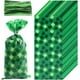 thumbnail image 1 of 100 bolsas de regalo para el Día de San Patricio con forma de trébol de cuatro hojas, de plástico verde irlandés, para celofán, dulces, galletas y lazos verdes., 1 of 6