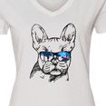 thumbnail image 4 of Inktastic French Bulldog Portrait with Sunglasses Women's V-Neck T-Shirt, 4 of 5