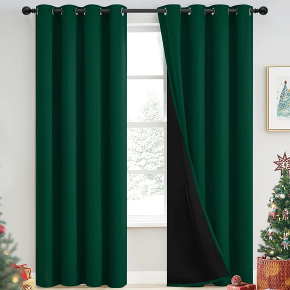 Cortinas Yakamok 100% opacas, 213 x 213 cm, color verde esmeralda, 2 paneles