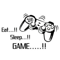 LAMIRO Gamepad and Eat Sleep Game Wall Decal - Video Game Sticker - Removable PVC Wall Decor for Kids Room and Game Hall - Gamer Wall Decor Effect 21"x33.7"inch
