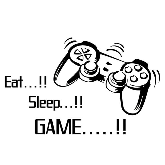LAMIRO Gamepad and Eat Sleep Game Wall Decal - Video Game Sticker - Removable PVC Wall Decor for Kids Room and Game Hall - Gamer Wall Decor Effect 21"x33.7"inch