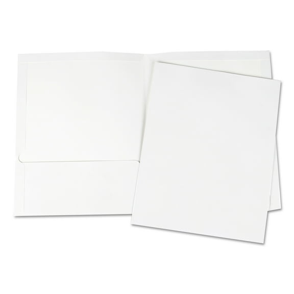 Laminated Two-Pocket Portfolios, Cardboard Paper, 100-Sheet Capacity, 11 X 8.5, White, 25/box | Bundle of 5 Packs