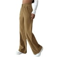 thumbnail image 5 of Arvbitana Women Corduroy Wide Leg Pants High Waist Button Zipper Closure Solid Color Straight Trousers with Pockets for Casual Daily, 5 of 6