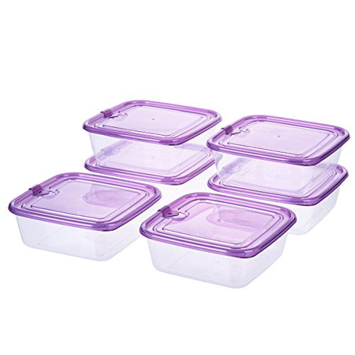 ?6 PACK?23.7oz Plastic Food Storage Containers with Lids Airtight
