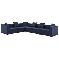 Modway Saybrook Outdoor Patio Upholstered 6-Piece Sectional Sofa in Navy