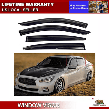 Celepoir For 2014-2019 Infiniti Q50 JDM Window Visor Vent Sun Shade Rain Guard Deflector*