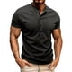 thumbnail image 2 of Tops para hombre, blusas y camisas de manga corta con cuello redondo para hombre, jersey informal de medio botón con cuello redondo y manga corta de color liso a la moda para hombre, top de poliéster, 2 of 8