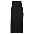 thumbnail image 3 of Loopsun Womens Summer Skirts, Skirts for Women, Fashion Women's Solid Slit Pleated Dress Skirt Black L, 3 of 4