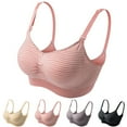 thumbnail image 4 of Women‘s Striped Bra Wireless Maternity Seamless Front Buckle Breastfeeding Bra With Pads, 4 of 4